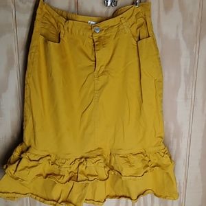 Mustard ruffle jean skirt size 14